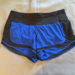 Lululemon running shorts, blue and black, size 8
